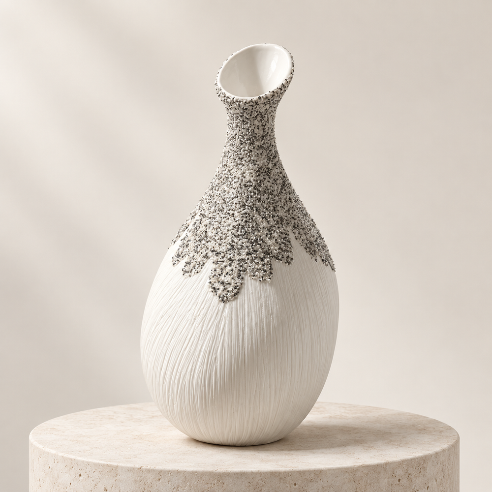 Vase Sculptural Minéral Blanc