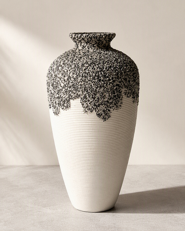 Vase en Céramique Texturée Noir & Blanc