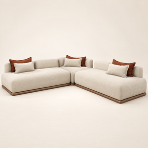 Canapé d'angle modulable Socle : simplicité chaleureuse en beige sable