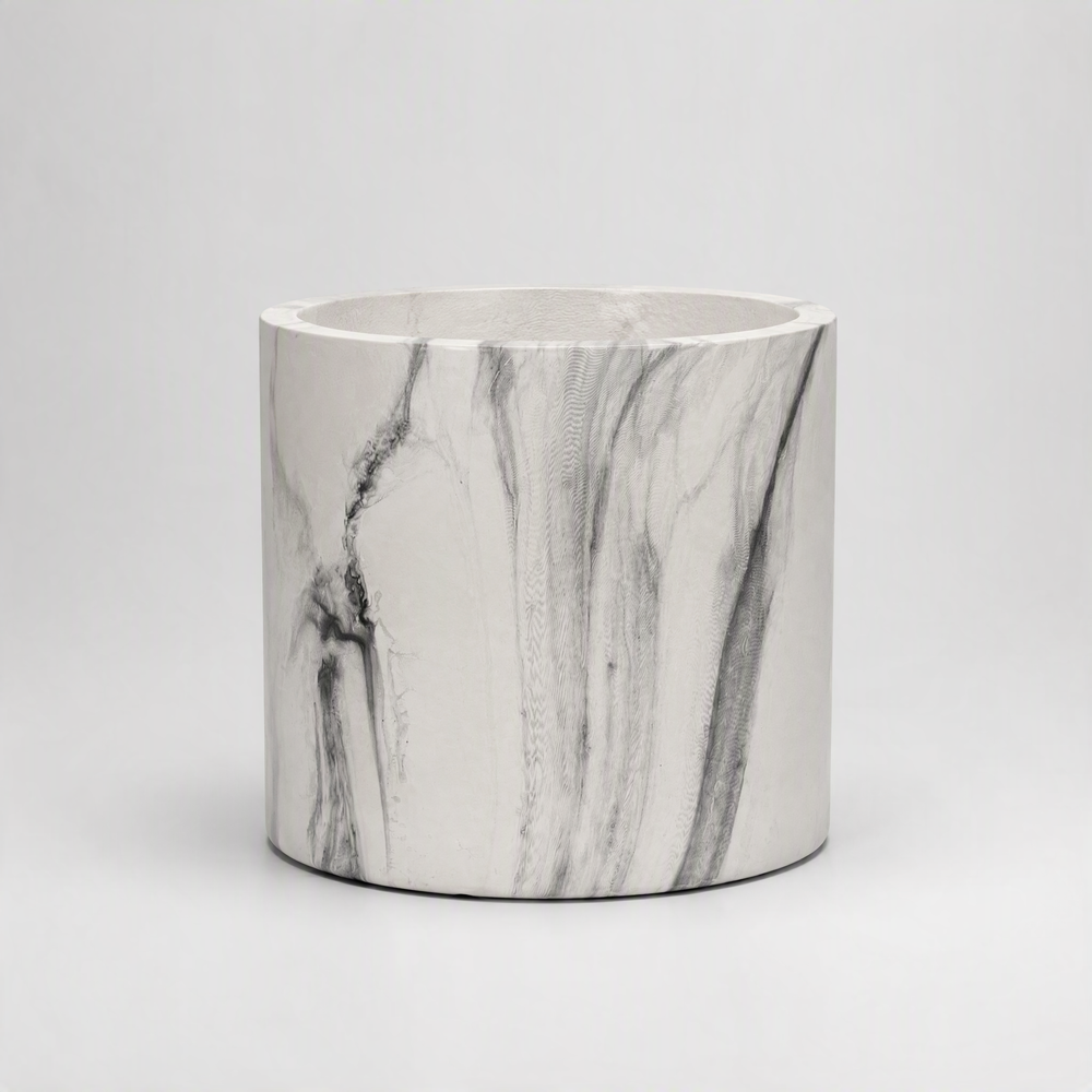 Cache-pot effet marbre blanc
