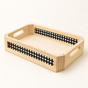 Plateau de Service Bois & Rotin – 3 Formats