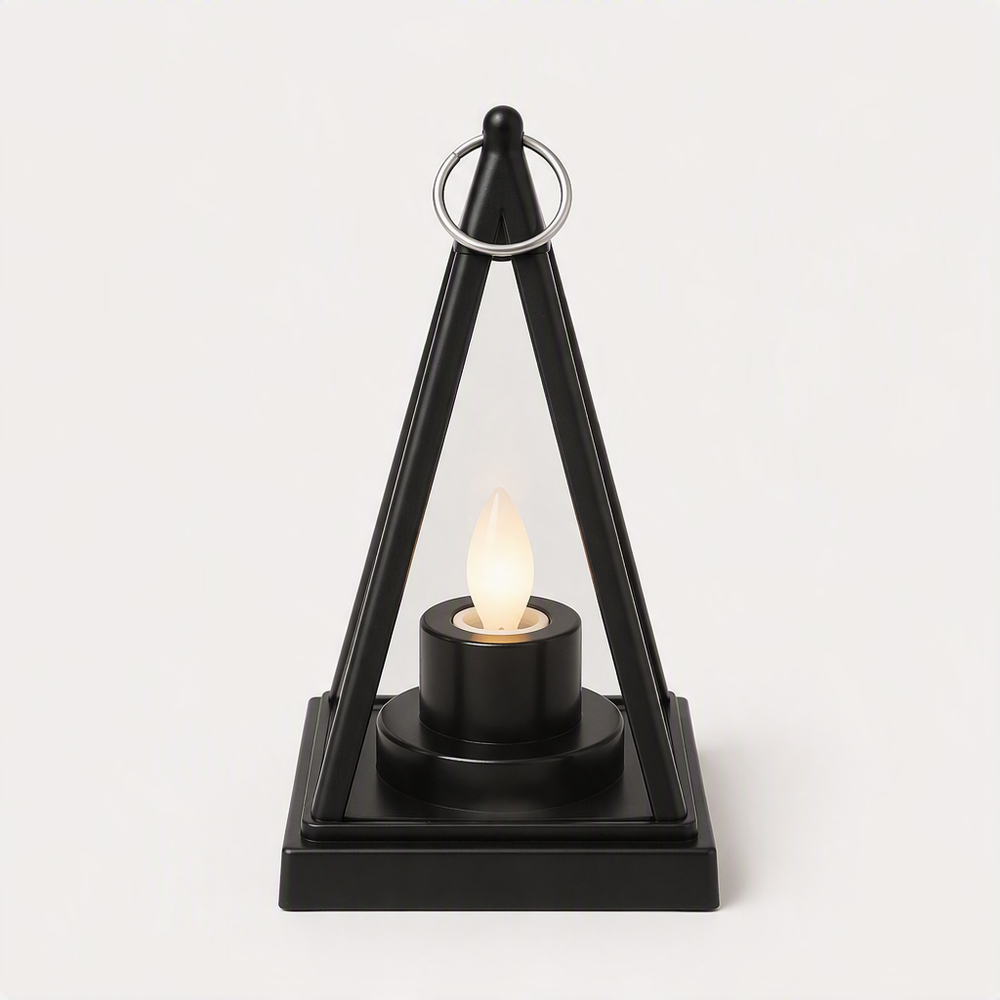 Lanterne Décorative LED Flamme – Noir Mat