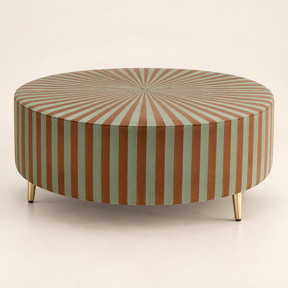 Pouf Rayonnant Vert & Terracotta
