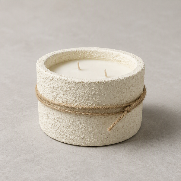 Bougie Artisanale en Cire Naturelle – Effet Béton & Décoration Rustique