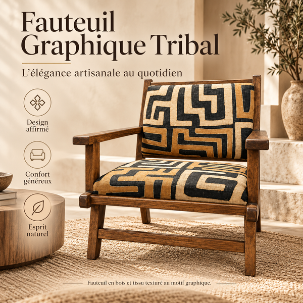 Fauteuil Graphique Tribal en Bois