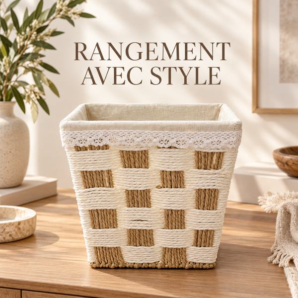 Panier de rangement carré tressé