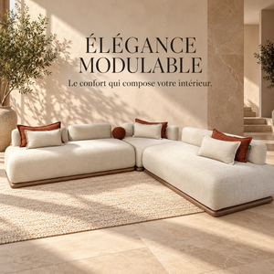 Canapé d'angle modulable Socle : simplicité chaleureuse en beige sable