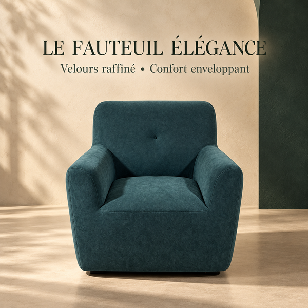 Fauteuil galaxy en tissu bleu canard – Design arrondi & confort enveloppant