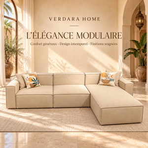 Canapé d'angle modulable beige avec méridienne – Style épuré & confort