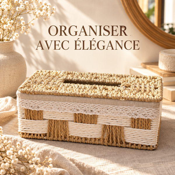 Boîte de rangement tressée avec couvercle