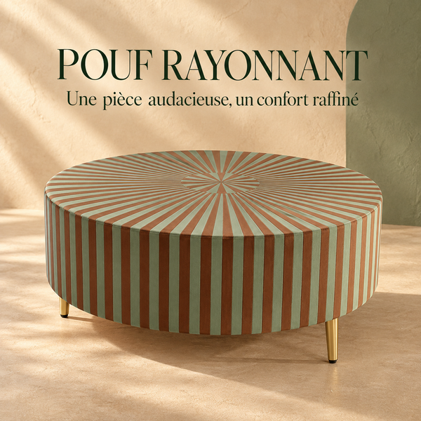 Pouf Rayonnant Vert & Terracotta