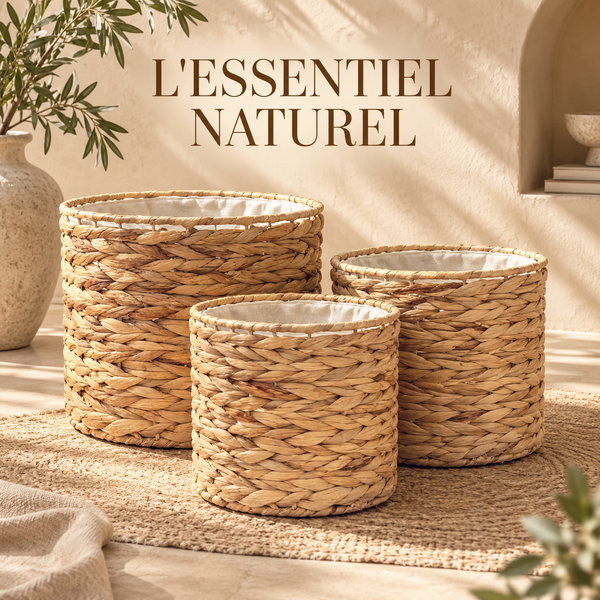 Set de cache-pots tressés naturels