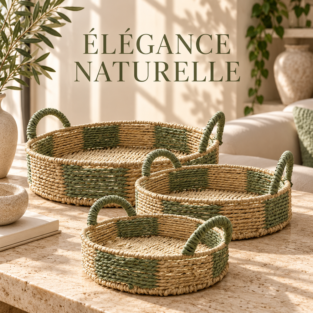 Set de plateaux ovales tressés