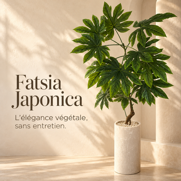 Plante artificielle Fatsia Japonica en pot cylindrique