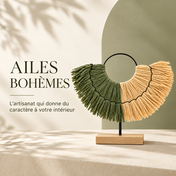 Sculpture Ailes Bohèmes en Raphia