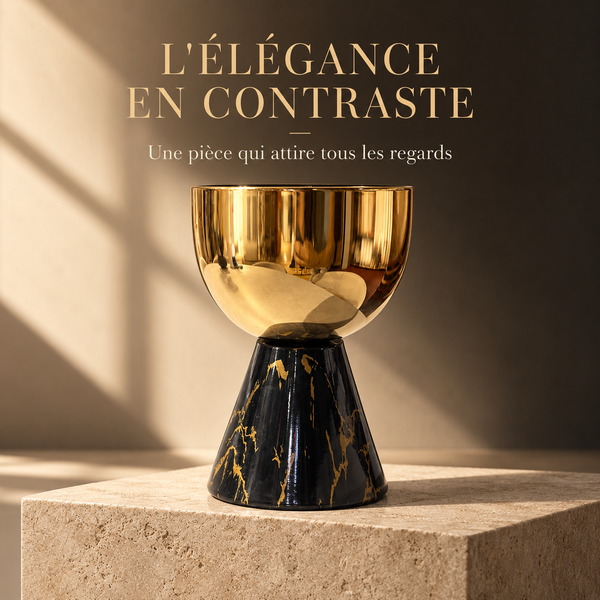 Vase Décoratif Noir & Doré – Éclat Majestueux