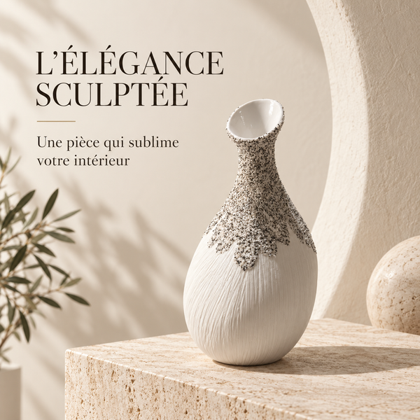 Vase Sculptural Minéral Blanc