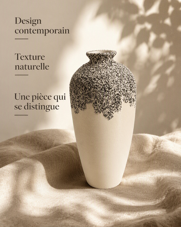 Vase en Céramique Texturée Noir & Blanc