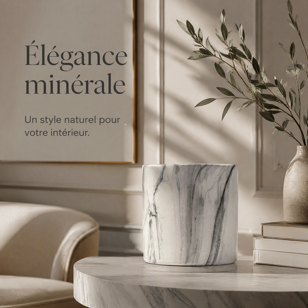Cache-pot effet marbre blanc