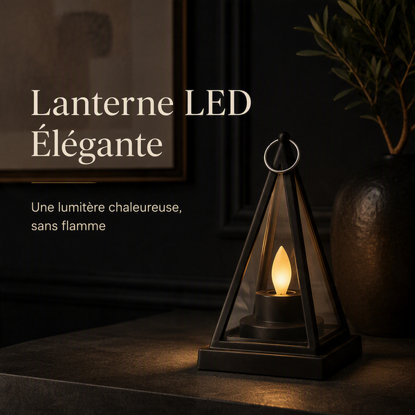 Lanterne Décorative LED Flamme – Noir Mat