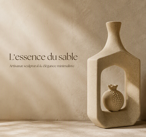 Sculpture-vase en céramique beige sable
