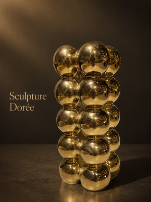 Sculpture décorative dorée en formes organiques