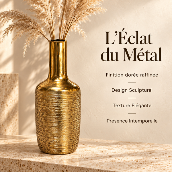 Vase Décoratif Doré Texturé