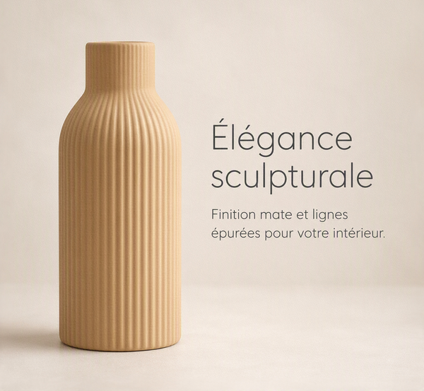 Vase Cylindrique Cannelé en Céramique