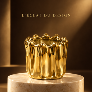 Cache-pot Céramique Doré Ondulé