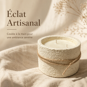 Bougie Artisanale en Cire Naturelle – Effet Béton & Décoration Rustique