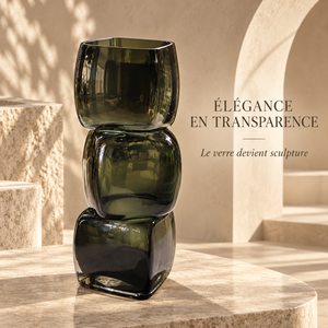 Vase Sculptural en Verre Fumé