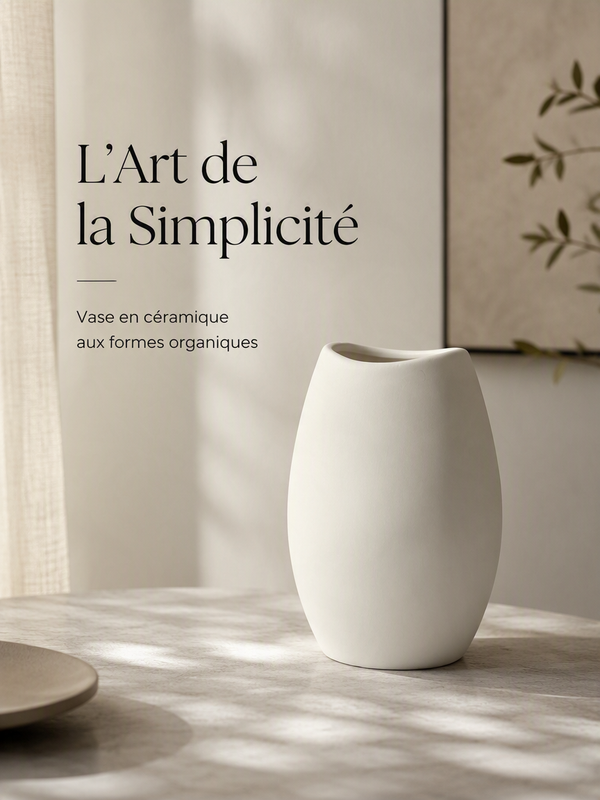Matte Off-White Organic Ceramic Vase