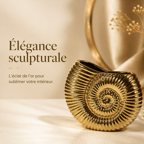 Gold Ammonite Shell Vase