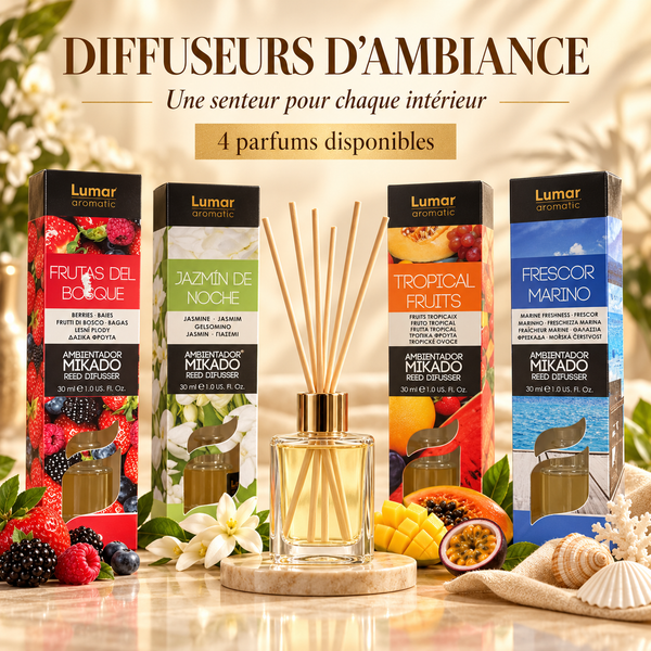 Diffuseur d’Ambiance à Bâtonnets – 4 Parfums