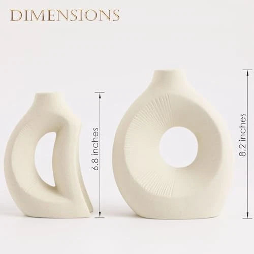 Duo de Vases Sculpturaux Ivoire – Relief Rayonnant