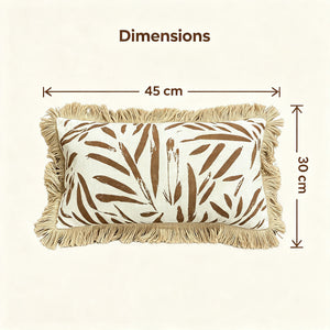 Coussin décoratif en lin et jute avec motif abstrait brun