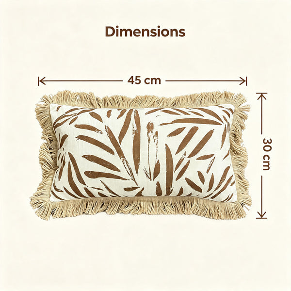 Coussin décoratif en lin et jute avec motif abstrait brun