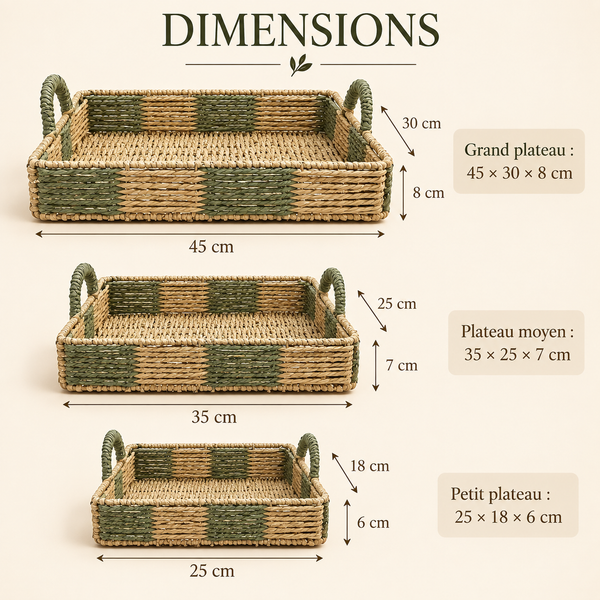 Set de plateaux tressés Nature Sage