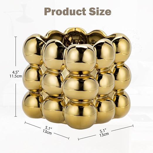 Cache-pot Sculptural Bulles Dorées