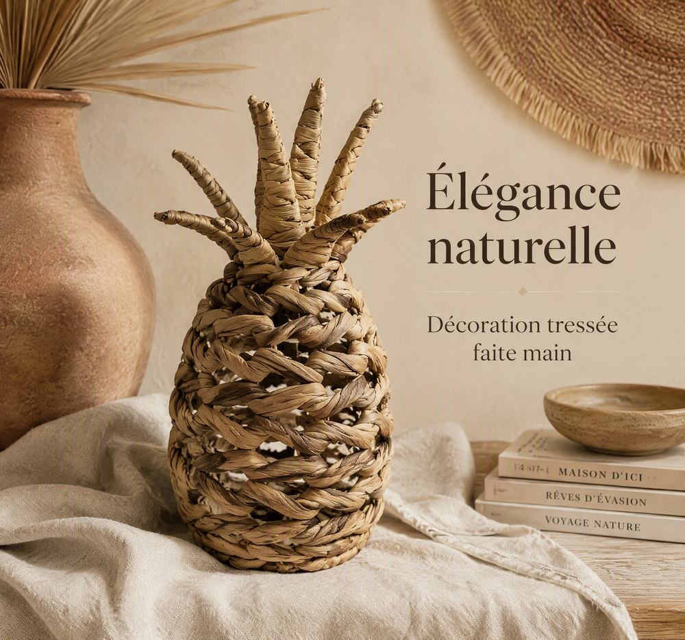Décoration Ananas en Paille Tressée
