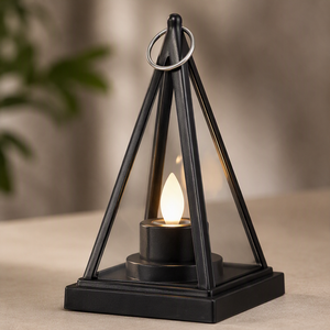 Lanterne Décorative LED Flamme – Noir Mat