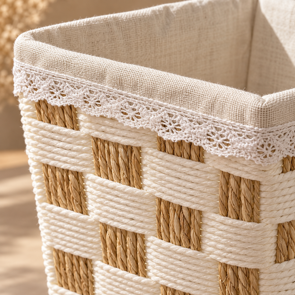 Panier de rangement carré tressé