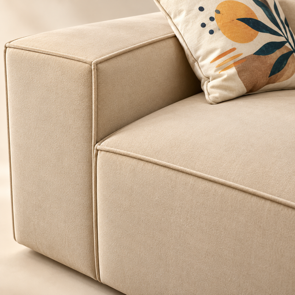 Canapé d'angle modulable beige avec méridienne – Style épuré & confort