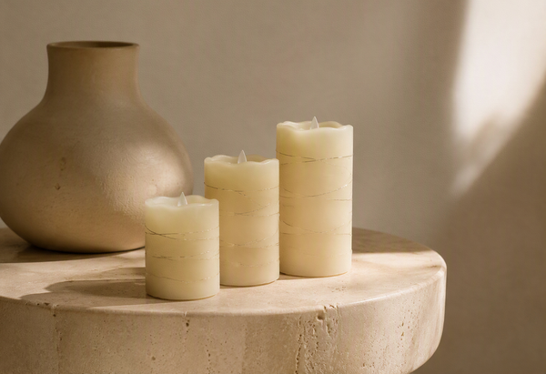 Bougies LED décoratives en cire ivoire