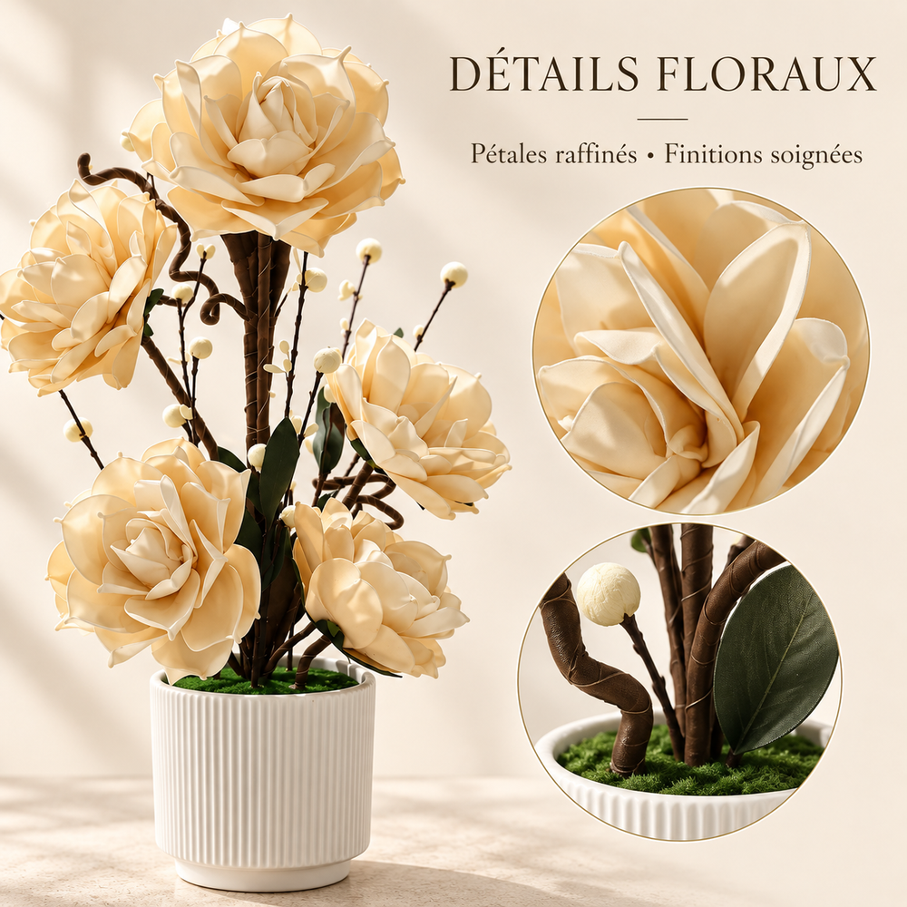 Florale Artificielle Crème – Élégance