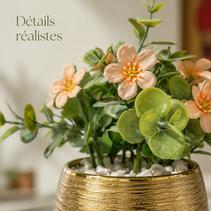 Pot Doré avec Fleurs Artificielles