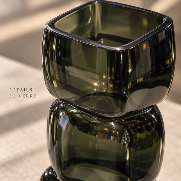 Vase Sculptural en Verre Fumé