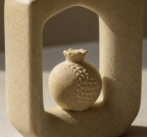 Sculpture-vase en céramique beige sable