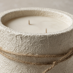 Bougie Artisanale en Cire Naturelle – Effet Béton & Décoration Rustique
