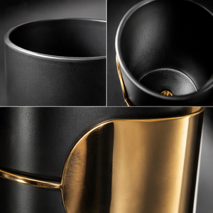 Vase Cylindrique Noir Mat avec Bande Dorée